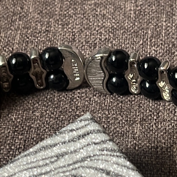 BLACK BEADED DOUBLE ROW CRYSTAL EMBELLISHED CHOKER - Picture 4 of 11